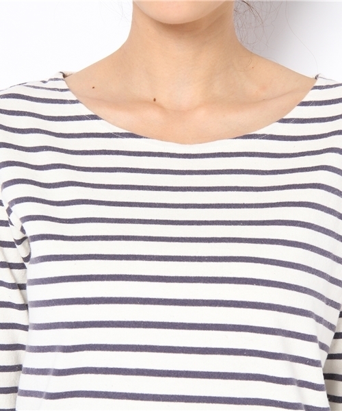 Another Edition（アナザーエディション）の「AE CテンジクBOR LSL（Tシャツ/カットソー・レディース・オフホワイト/レッド/ネイビー・フリー）」の6枚目の写真