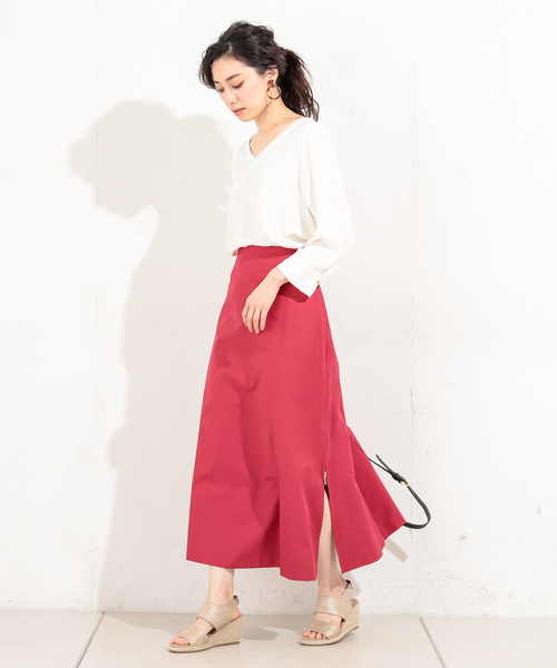 RIVE DROITE（リヴドロワ）の「サイドZIPスリットスカート（スカート・レディース・キャメル/レッド/ネイビー・FREE）」の3枚目の写真