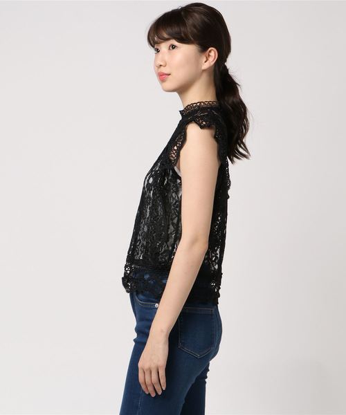KOBE LETTUCE（コウベレタス）の「総レースデザインハイネックノースリーブブラウス（シャツ/ブラウス・レディース・ネイビー/ブラック/オフホワイト/モカ/ミント・FREE）」の11枚目の写真