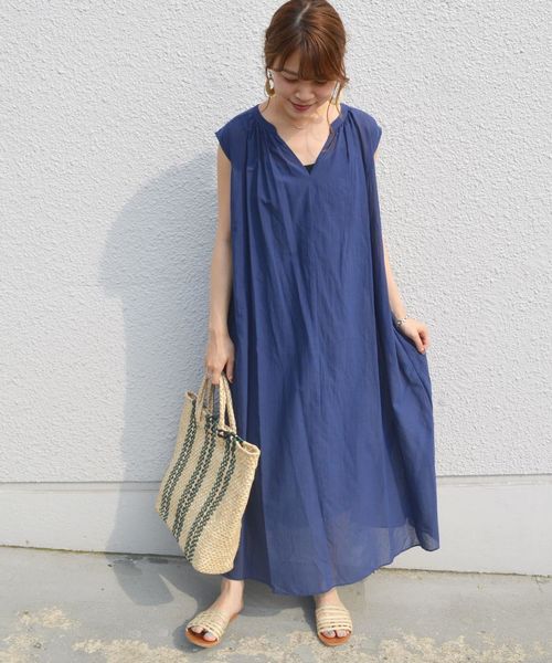 SHIPS（シップス）の「ノースリーブワンピース（ワンピース・レディース・ブラック/オレンジ/オリーブ/ブルー・ONE SIZE）」の4枚目の写真