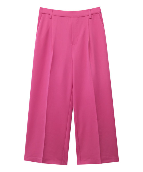 andme(アンドミー)の「きれいめツイル美脚クロップド丈タックワイドパンツ(スラックス・レディース・チャコールグレー/ブラック/ネイビー/オフホワイト/オレンジ系その他/ベージュ系その他/ピンク系その他/ラベンダー/イエロー/フューシャピンク/マスタード/バイオレット/グリーン系その他/グレー系その他/ダークカーキ/モカ/ベージュ系その他2/テラコッタ/ライトカーキ/ブルー/ベージュ系その他3・S/M/L)」の20枚目の写真