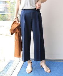 きれいめツイル美脚クロップド丈タックワイドパンツ