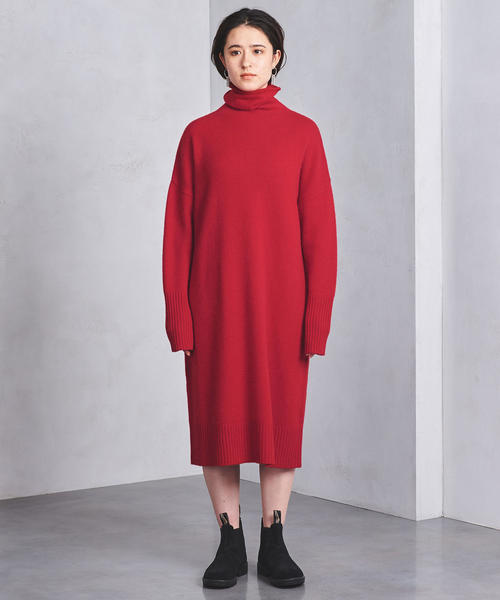 UNITED ARROWS（ユナイテッドアローズ）の「SFL  タートルネック ロング ニットワンピース†（ワンピース・レディース・ダークブラウン/レッド/ブラック/グレー/ベージュ/ネイビー・FREE）」の9枚目の写真