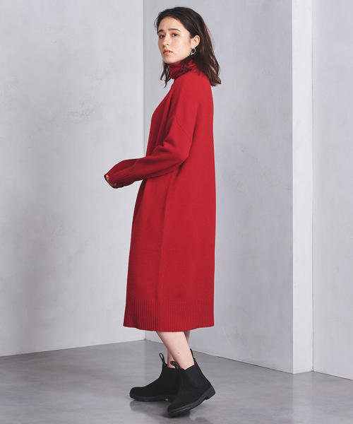 UNITED ARROWS（ユナイテッドアローズ）の「SFL  タートルネック ロング ニットワンピース†（ワンピース・レディース・ダークブラウン/レッド/ブラック/グレー/ベージュ/ネイビー・FREE）」の12枚目の写真
