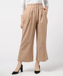 ウール混ウエストギャザーワイドパンツ