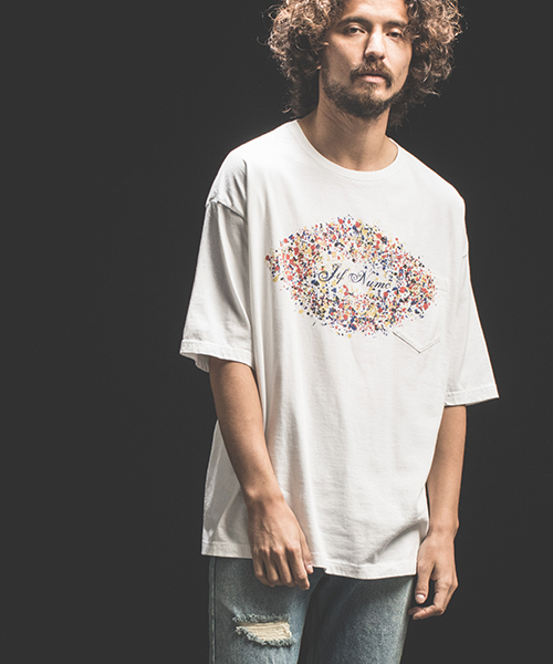 Jih Nunc（ジーヌンク）の「mt5703-ビッグシルエットプリントTシャツ -COLOR PAINT LOGO-（Tシャツ/カットソー・メンズ・ホワイト/グレー・M/L）」の7枚目の写真