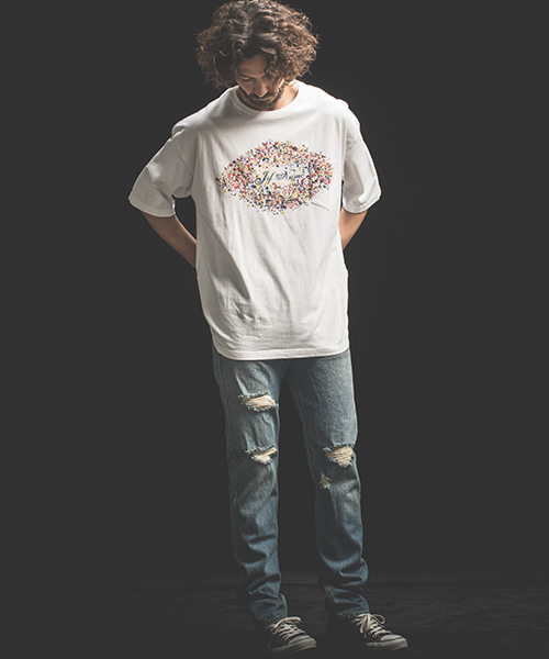 Jih Nunc（ジーヌンク）の「mt5703-ビッグシルエットプリントTシャツ -COLOR PAINT LOGO-（Tシャツ/カットソー・メンズ・ホワイト/グレー・M/L）」の5枚目の写真