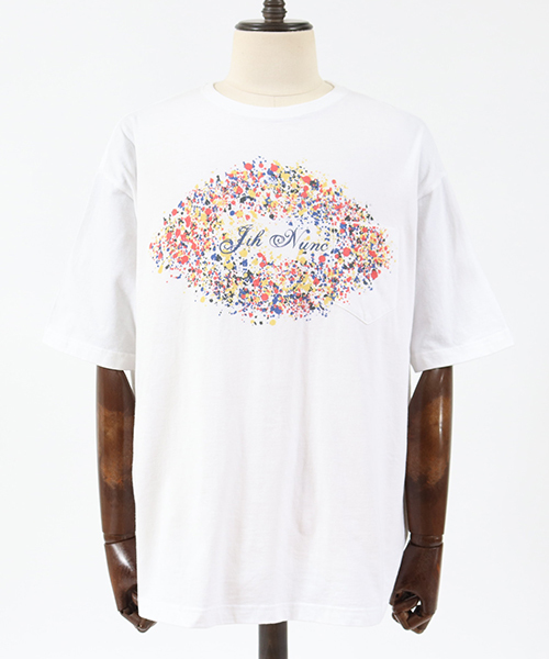 Jih Nunc（ジーヌンク）の「mt5703-ビッグシルエットプリントTシャツ -COLOR PAINT LOGO-（Tシャツ/カットソー・メンズ・ホワイト/グレー・M/L）」の3枚目の写真