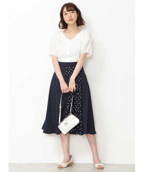 NATURAL BEAUTY BASIC（ナチュラルビューティーベーシック）の「【CanCam 5月号掲載】手洗い可能/ミックスドットプリントスカート（スカート・レディース・ブラウン系その他/ブルー系その他6・SMALL/MEDIUM）」の3枚目の写真