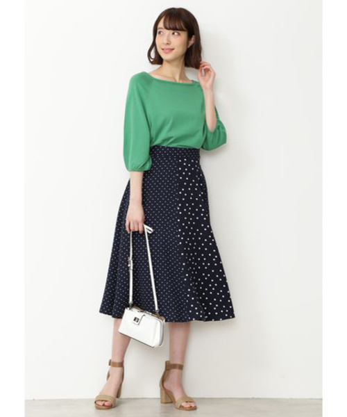 NATURAL BEAUTY BASIC（ナチュラルビューティーベーシック）の「【CanCam 5月号掲載】手洗い可能/ミックスドットプリントスカート（スカート・レディース・ブラウン系その他/ブルー系その他6・SMALL/MEDIUM）」の6枚目の写真