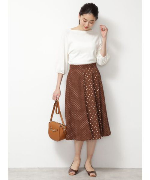 NATURAL BEAUTY BASIC（ナチュラルビューティーベーシック）の「【CanCam 5月号掲載】手洗い可能/ミックスドットプリントスカート（スカート・レディース・ブラウン系その他/ブルー系その他6・SMALL/MEDIUM）」の10枚目の写真