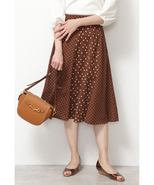 NATURAL BEAUTY BASIC（ナチュラルビューティーベーシック）の「【CanCam 5月号掲載】手洗い可能/ミックスドットプリントスカート（スカート・レディース・ブラウン系その他/ブルー系その他6・SMALL/MEDIUM）」の12枚目の写真