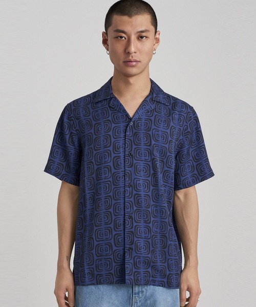 Saturdays NYC(サタデーズ ニューヨークシティ )の「Canty Kuba Cloth Short Sleeve Shirt(シャツ/ブラウス・メンズ・ブラック/ブルー・M/S/X-SMALL/X-LARGE/L)」の1枚目の写真