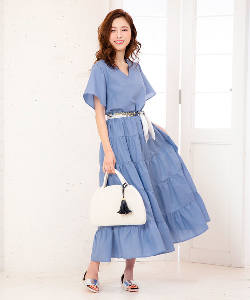 KOBE LETTUCE（コウベレタス）の「ティアードボリュームマキシワンピース（ワンピース・レディース・ブラック/ベージュ/オフホワイト/ピンク/ブルー/ライトカーキ/ブルー系その他/ホワイト系その他・FREE）」の21枚目の写真