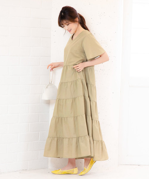 KOBE LETTUCE（コウベレタス）の「ティアードボリュームマキシワンピース（ワンピース・レディース・ブラック/ベージュ/オフホワイト/ピンク/ブルー/ライトカーキ/ブルー系その他/ホワイト系その他・FREE）」の22枚目の写真