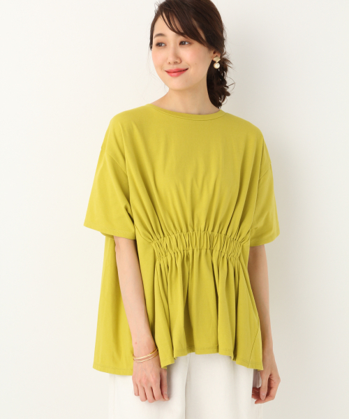 GLOBAL WORK（グローバルワーク）の「2WAYウエストデザインTEE/835072（Tシャツ/カットソー・レディース・ホワイト/イエロー/フューシャピンク/ブラック・FREE）」の3枚目の写真