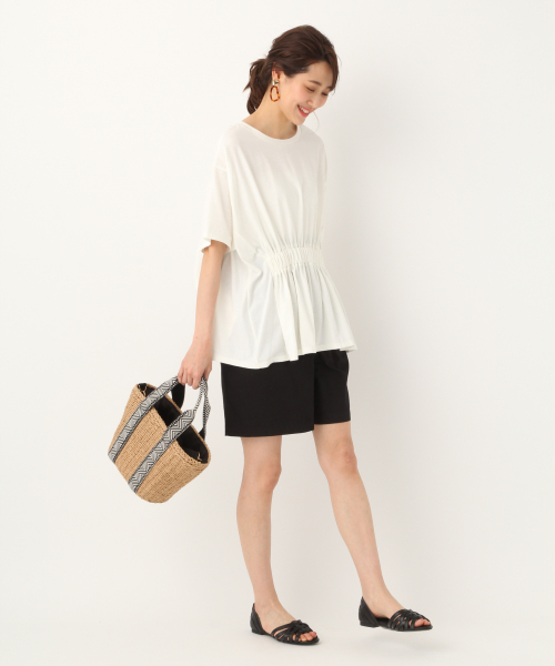 GLOBAL WORK（グローバルワーク）の「2WAYウエストデザインTEE/835072（Tシャツ/カットソー・レディース・ホワイト/イエロー/フューシャピンク/ブラック・FREE）」の5枚目の写真