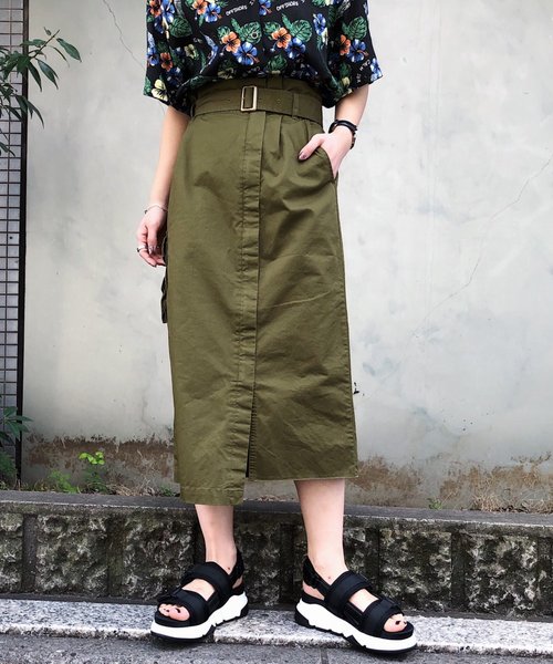 PAGEBOY（ページボーイ）の「ミリタリーナロースカート（スカート・レディース・オフホワイト/ブラック/カーキ・SMALL/MEDIUM）」の3枚目の写真