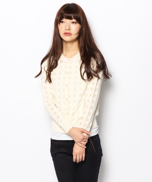 Paul Smith BLACK Paul by Paul Smith（ポールスミスブラック ポールバイポールスミス）の「デボアポルカカーディガン（Paul Smith BLACK）（カーディガン/ボレロ・レディース・アイボリー系/ブラック系/グレー系/グリーン系・MEDIUM/X-LARGE）」の4枚目の写真