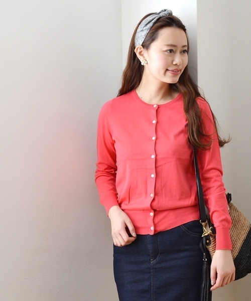 SHIPS for women（シップスフォーウィメン）の「コットン クルーネック カーディガン（カーディガン/ボレロ・レディース・ブルー/ホワイト/グレー/ベージュ/ピンク系その他/イエロー/グリーン・38/36）」の7枚目の写真