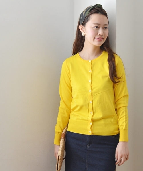 SHIPS for women（シップスフォーウィメン）の「コットン クルーネック カーディガン（カーディガン/ボレロ・レディース・ブルー/ホワイト/グレー/ベージュ/ピンク系その他/イエロー/グリーン・38/36）」の6枚目の写真