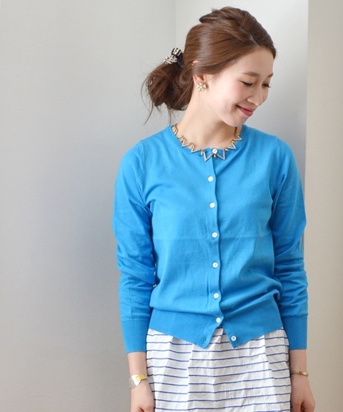 SHIPS for women（シップスフォーウィメン）の「コットン クルーネック カーディガン（カーディガン/ボレロ・レディース・ブルー/ホワイト/グレー/ベージュ/ピンク系その他/イエロー/グリーン・38/36）」の5枚目の写真