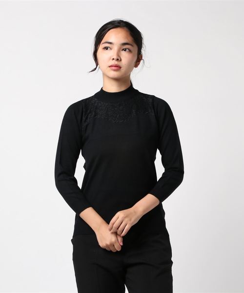 シアバターレースハイネック長袖プルオーバーニット ニット セーター トップス エムエフエディトリアルレディース M F Editorial Women ニット セーター M F Editorial エムエフエディトリアル のファッション