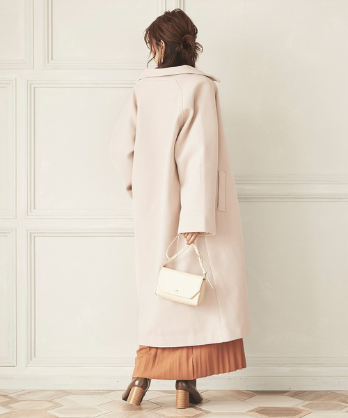 titivate（ティティベイト）の「ｽﾃﾝｶﾗｰﾒﾙﾄﾝﾛﾝｸﾞｺｰﾄ（ステンカラーコート・レディース・アイボリー/ブルー/グリーン/グレイッシュベージュ/ブラック・M）」の2枚目の写真