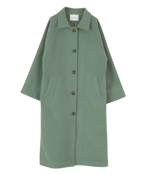 titivate（ティティベイト）の「ｽﾃﾝｶﾗｰﾒﾙﾄﾝﾛﾝｸﾞｺｰﾄ（ステンカラーコート・レディース・アイボリー/ブルー/グリーン/グレイッシュベージュ/ブラック・M）」の8枚目の写真