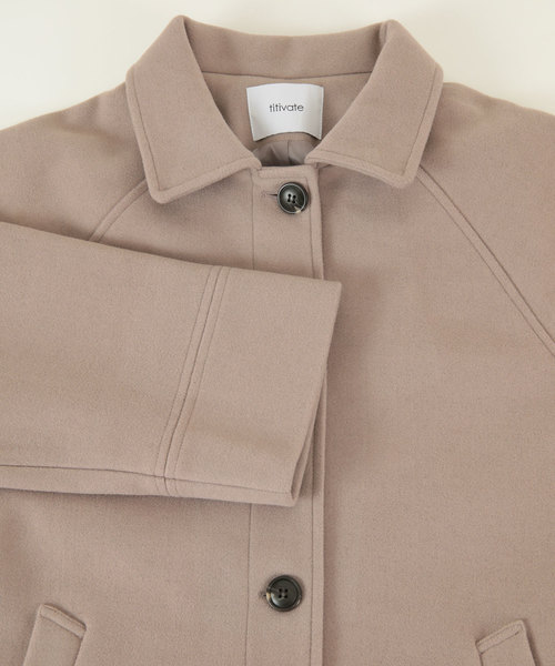 titivate（ティティベイト）の「ｽﾃﾝｶﾗｰﾒﾙﾄﾝﾛﾝｸﾞｺｰﾄ（ステンカラーコート・レディース・アイボリー/ブルー/グリーン/グレイッシュベージュ/ブラック・M）」の14枚目の写真