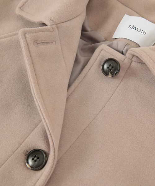 titivate（ティティベイト）の「ｽﾃﾝｶﾗｰﾒﾙﾄﾝﾛﾝｸﾞｺｰﾄ（ステンカラーコート・レディース・アイボリー/ブルー/グリーン/グレイッシュベージュ/ブラック・M）」の15枚目の写真