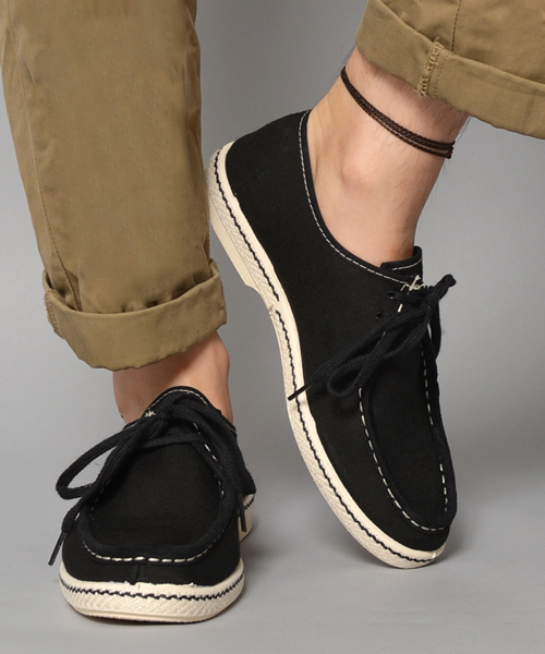 SHIPS（シップス）の「soir＆matin: キャンバス/スエード モックトゥ シューズ（スニーカー・メンズ・ネイビー/オフホワイト/ブラック・42/41/40/43）」の2枚目の写真