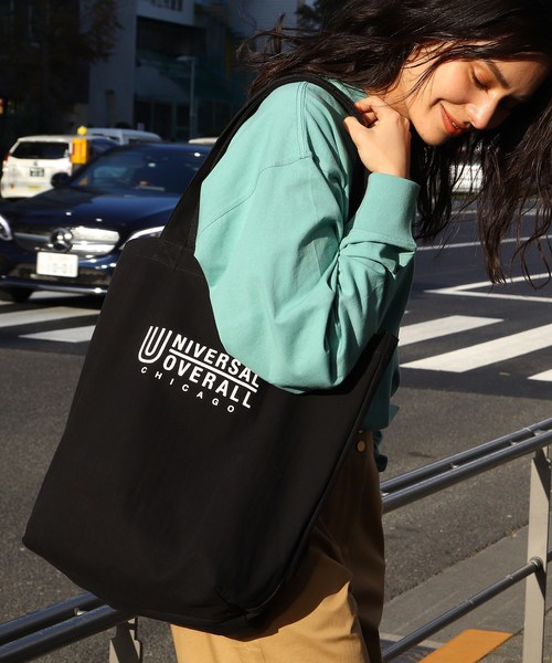 UNIVERSAL OVERALL(ユニバーサルオーバーオール)の「UNIVERSAL OVERALL/ユニバーサルオーバーオール別注キャンバストートバッグ/ユニセックスでおすすめ!!(トートバッグ)」|ブラック