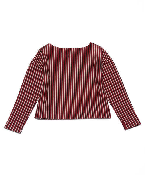 Ray BEAMS（レイビームス）の「Ray BEAMS / ストライプ ジャカード ボートネック（Tシャツ/カットソー・レディース・ワイン/ネイビー・ONE SIZE）」の10枚目の写真