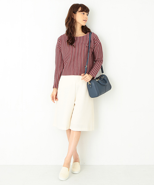 Ray BEAMS（レイビームス）の「Ray BEAMS / ストライプ ジャカード ボートネック（Tシャツ/カットソー・レディース・ワイン/ネイビー・ONE SIZE）」の20枚目の写真