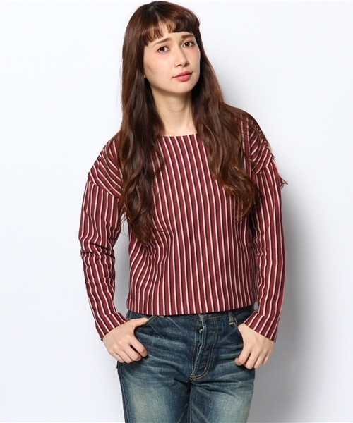 Ray BEAMS（レイビームス）の「Ray BEAMS / ストライプ ジャカード ボートネック（Tシャツ/カットソー・レディース・ワイン/ネイビー・ONE SIZE）」の22枚目の写真