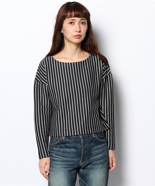 Ray BEAMS（レイビームス）の「Ray BEAMS / ストライプ ジャカード ボートネック（Tシャツ/カットソー・レディース・ワイン/ネイビー・ONE SIZE）」の3枚目の写真