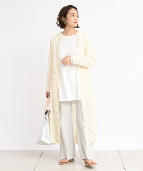 DouDou(ドゥドゥ)の「スタンドカラーレースワンピース(ワンピース・レディース・アイボリー/ミント・FREE)」の10枚目の写真