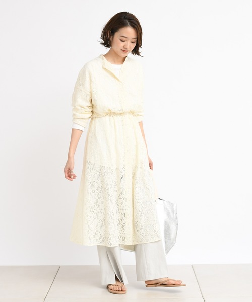 DouDou(ドゥドゥ)の「スタンドカラーレースワンピース(ワンピース・レディース・アイボリー/ミント・FREE)」の20枚目の写真