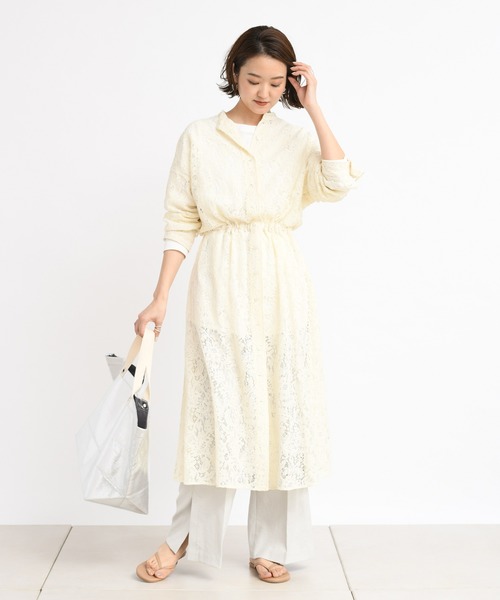 DouDou(ドゥドゥ)の「スタンドカラーレースワンピース(ワンピース・レディース・アイボリー/ミント・FREE)」の22枚目の写真