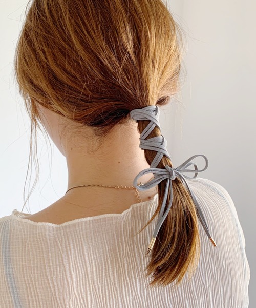 CLEA（クレア）の「スエード 2連 リボン（その他ヘアアクセサリー・レディース・ベージュ/ブラウン/ブラック/カーキ/オリーブ/ライトパープル/グレー/ホワイト・FREE）」の19枚目の写真