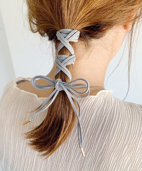 CLEA（クレア）の「スエード 2連 リボン（その他ヘアアクセサリー・レディース・ベージュ/ブラウン/ブラック/カーキ/オリーブ/ライトパープル/グレー/ホワイト・FREE）」の21枚目の写真