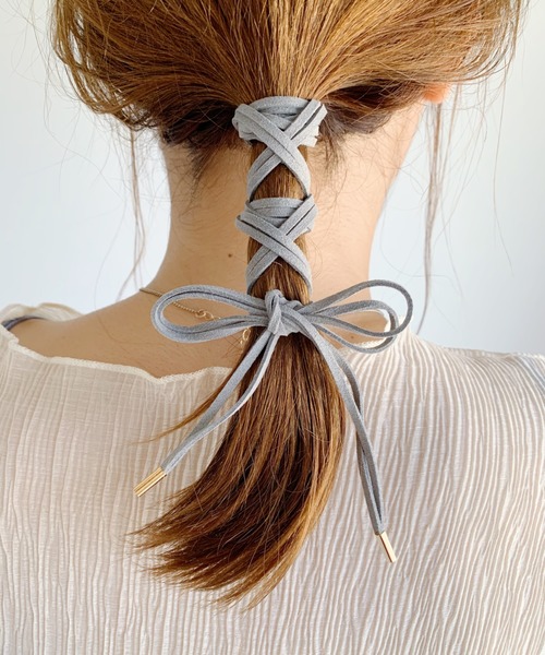 CLEA（クレア）の「スエード 2連 リボン（その他ヘアアクセサリー・レディース・ベージュ/ブラウン/ブラック/カーキ/オリーブ/ライトパープル/グレー/ホワイト・FREE）」の15枚目の写真