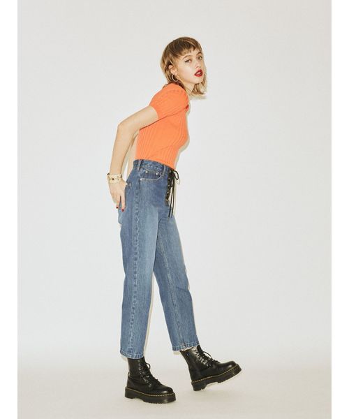 jouetie(ジュエティ)の「レースアップデニム(デニムパンツ・レディース・オフホワイト/ピンク/ブルー・SMALL/MEDIUM)」の4枚目の写真