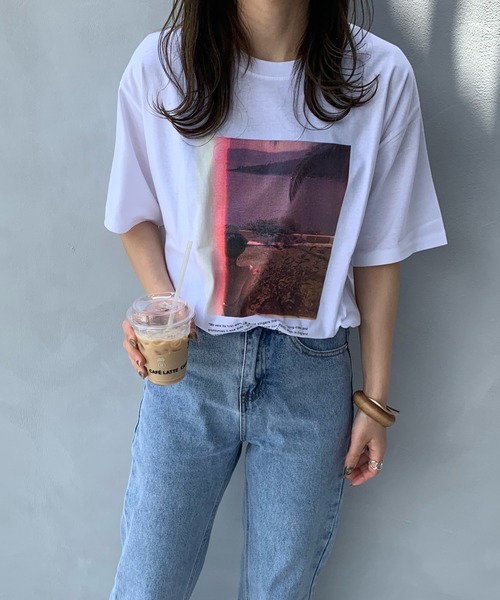 LE MORE（リモア）の「グラフィックフォトTEE（Tシャツ/カットソー・レディース・ホワイト/グレー・FREE）」の5枚目の写真