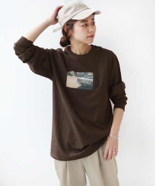 JOURNAL STANDARD relume(ジャーナルスタンダード レリューム)の「フォトロングスリーブTEE◆(Tシャツ/カットソー)」|ブラウン