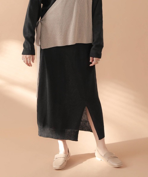 Bab(バブ)の「【WEB限定】ワンショルベスト付きレイヤードニットワンピース(ワンピース・レディース・サンドベージュ/ブラック/ベージュ・FREE)」の15枚目の写真