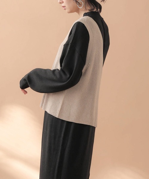 Bab(バブ)の「【WEB限定】ワンショルベスト付きレイヤードニットワンピース(ワンピース・レディース・サンドベージュ/ブラック/ベージュ・FREE)」の17枚目の写真
