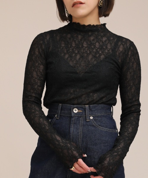 ap retro（アプレトロ）の「シアータートルレースカットソー【ZOZO限定アイテム】（Tシャツ/カットソー・レディース・ホワイト/ブラック/アイボリー・FREE）」の3枚目の写真