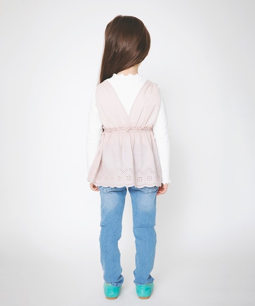 BRANSHES（ブランシェス）の「【ペア】レース重ね着風長袖Tシャツ（Tシャツ/カットソー・キッズ・ベージュ/パープル・100cm/90cm/130cm/140cm/150cm/110cm/120cm）」の6枚目の写真